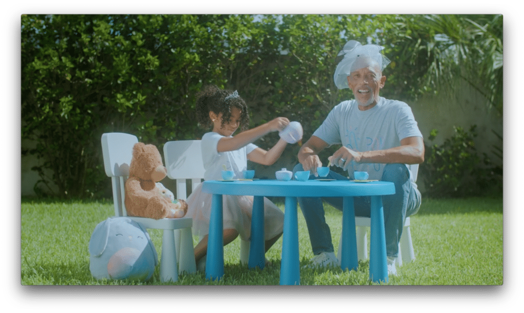 sun wrapping example with man and girl sitting outside